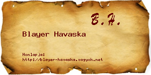 Blayer Havaska névjegykártya